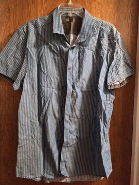Kenneth Cole Reaction Men's Blue Striped Short-Sleeve Shirt Size XL